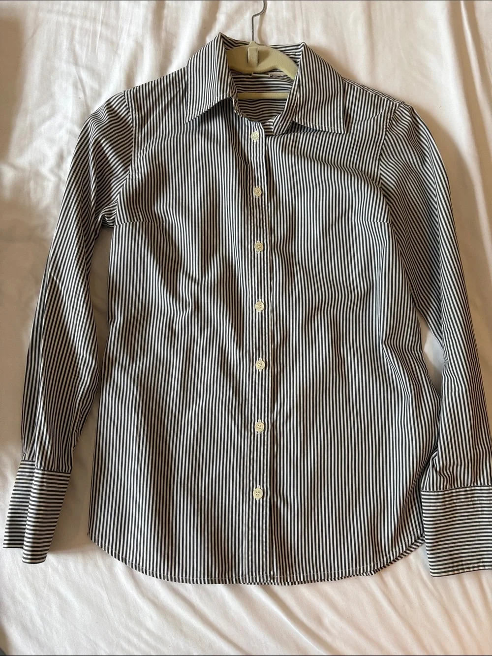J. Crew Black and White Vertical Stripe Dress Shirt